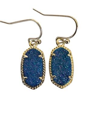 Kendra Scott Lee Drop Earrings Navy Drusy & Gold